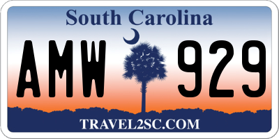 SC license plate AMW929