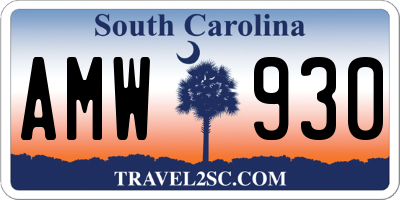 SC license plate AMW930