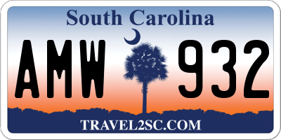 SC license plate AMW932