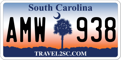 SC license plate AMW938