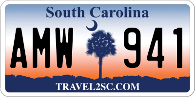 SC license plate AMW941