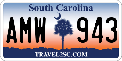 SC license plate AMW943