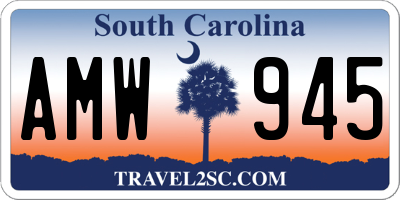 SC license plate AMW945