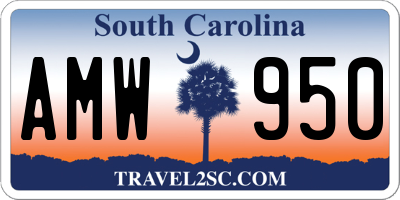 SC license plate AMW950