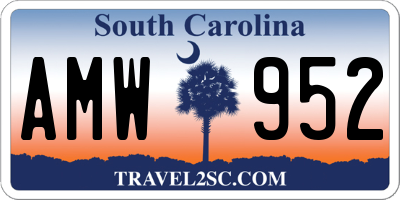 SC license plate AMW952