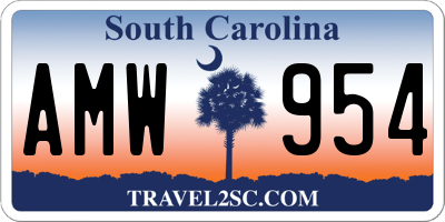 SC license plate AMW954