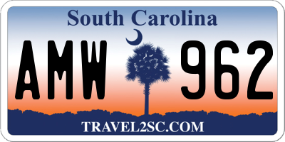 SC license plate AMW962