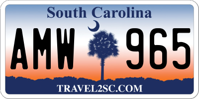 SC license plate AMW965