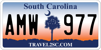 SC license plate AMW977