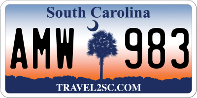 SC license plate AMW983