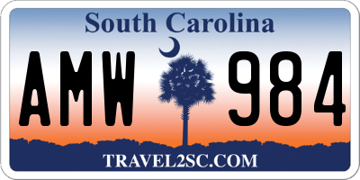 SC license plate AMW984