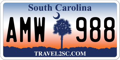 SC license plate AMW988