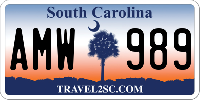 SC license plate AMW989