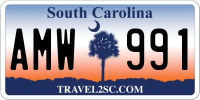SC license plate AMW991