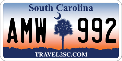 SC license plate AMW992