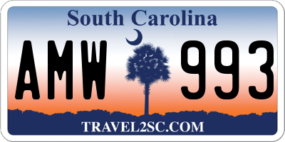 SC license plate AMW993