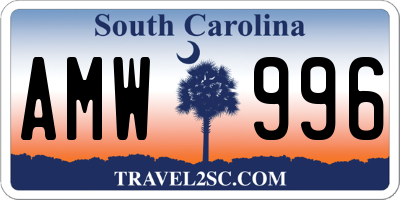 SC license plate AMW996