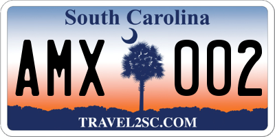 SC license plate AMX002