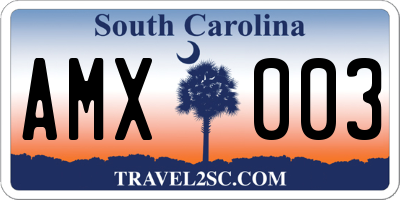 SC license plate AMX003