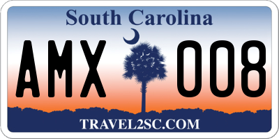 SC license plate AMX008