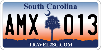 SC license plate AMX013