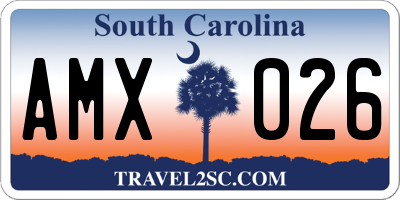 SC license plate AMX026