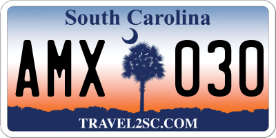 SC license plate AMX030