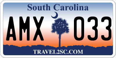 SC license plate AMX033