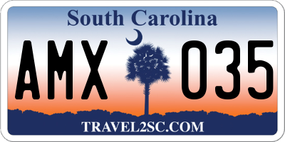 SC license plate AMX035