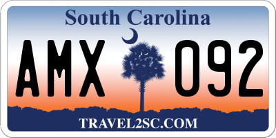 SC license plate AMX092