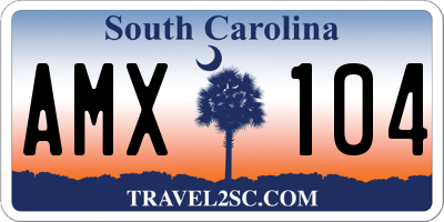 SC license plate AMX104