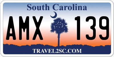 SC license plate AMX139