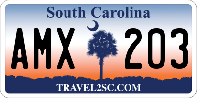 SC license plate AMX203