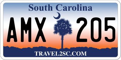 SC license plate AMX205