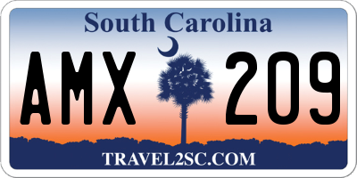 SC license plate AMX209