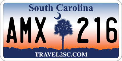 SC license plate AMX216