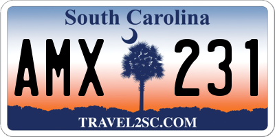 SC license plate AMX231