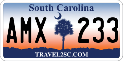 SC license plate AMX233