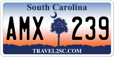 SC license plate AMX239