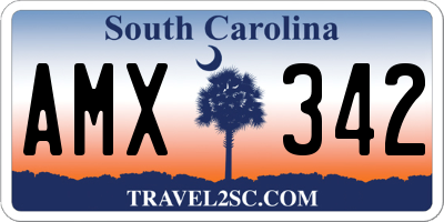 SC license plate AMX342