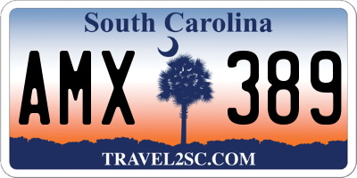 SC license plate AMX389
