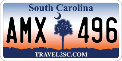 SC license plate AMX496
