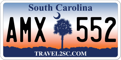 SC license plate AMX552