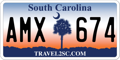 SC license plate AMX674