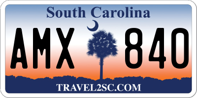 SC license plate AMX840