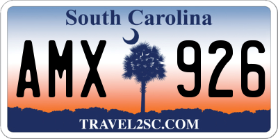 SC license plate AMX926