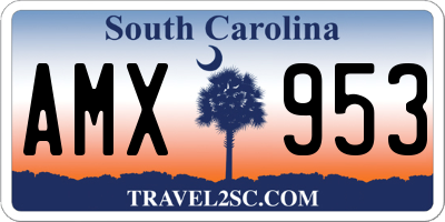 SC license plate AMX953