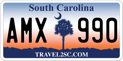 SC license plate AMX990