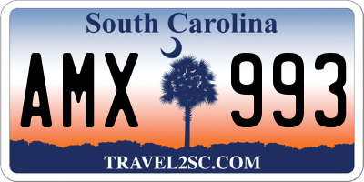 SC license plate AMX993