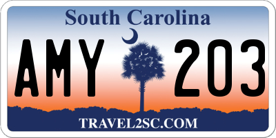 SC license plate AMY203